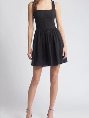 NWT Chelsea28 Black Square-Neck Corset Dress